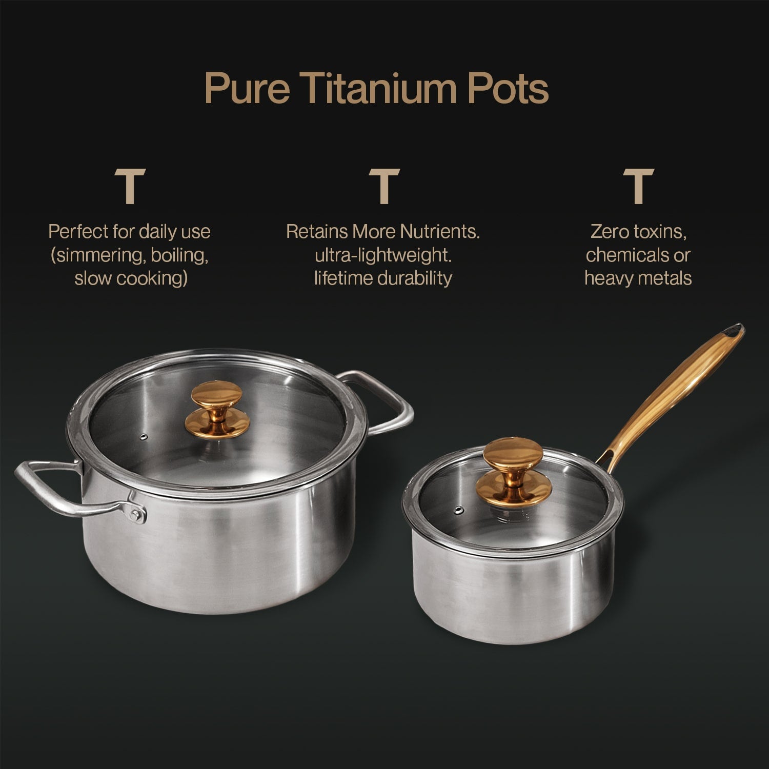 set of Pure titanium pots