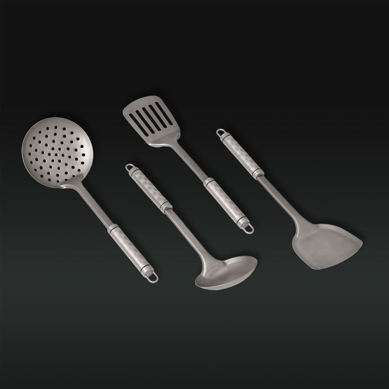 Set of four pure titanium utensils