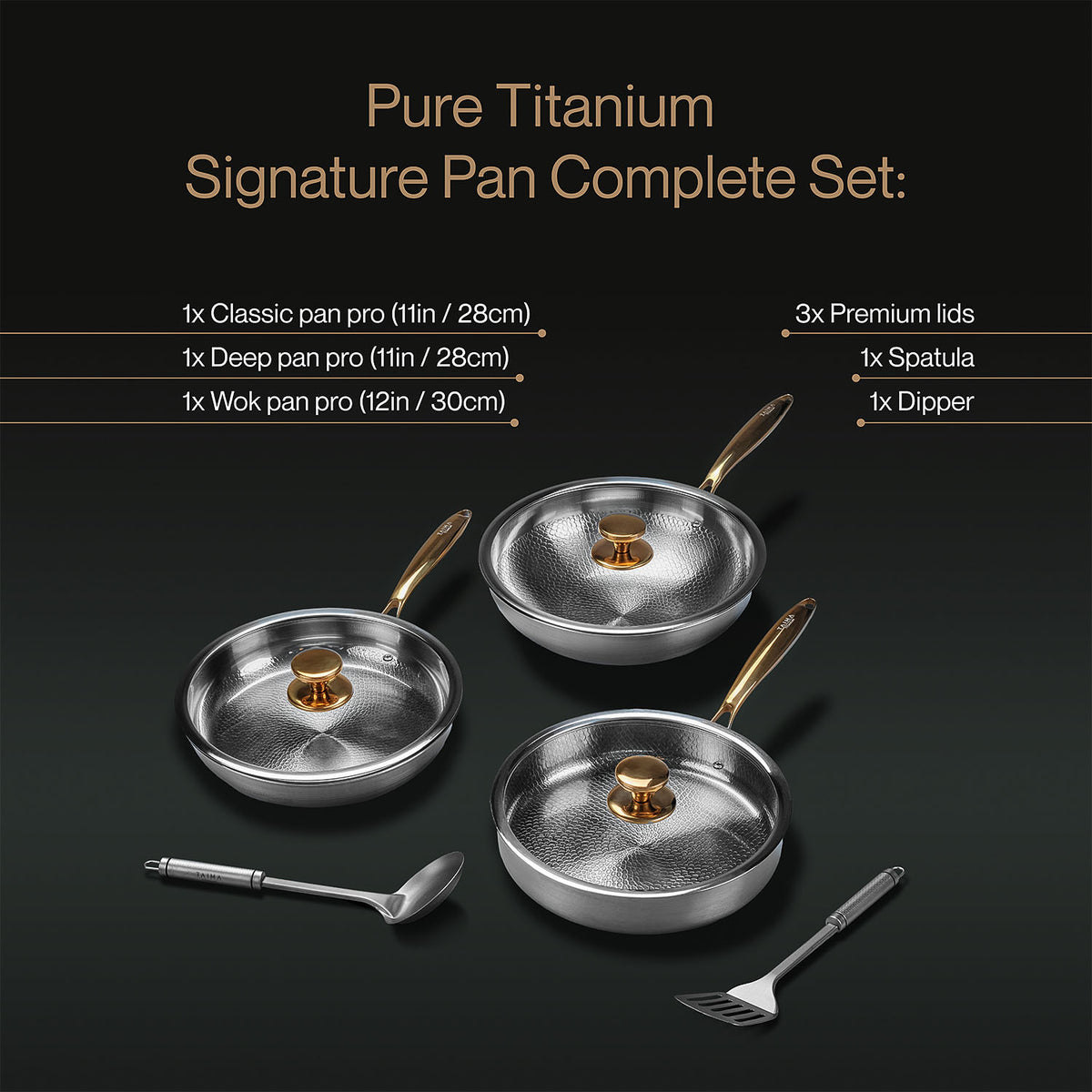 Pure Titanium Complete Cookware Set (8 Pieces)