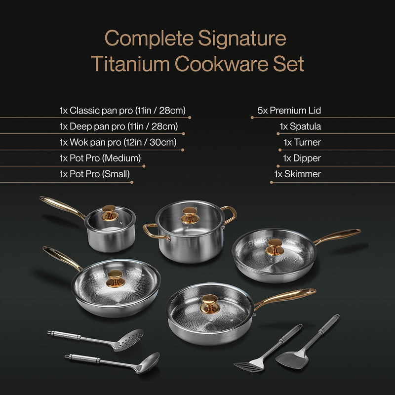 Pure Titanium Complete Cookware Set (14 Pieces)
